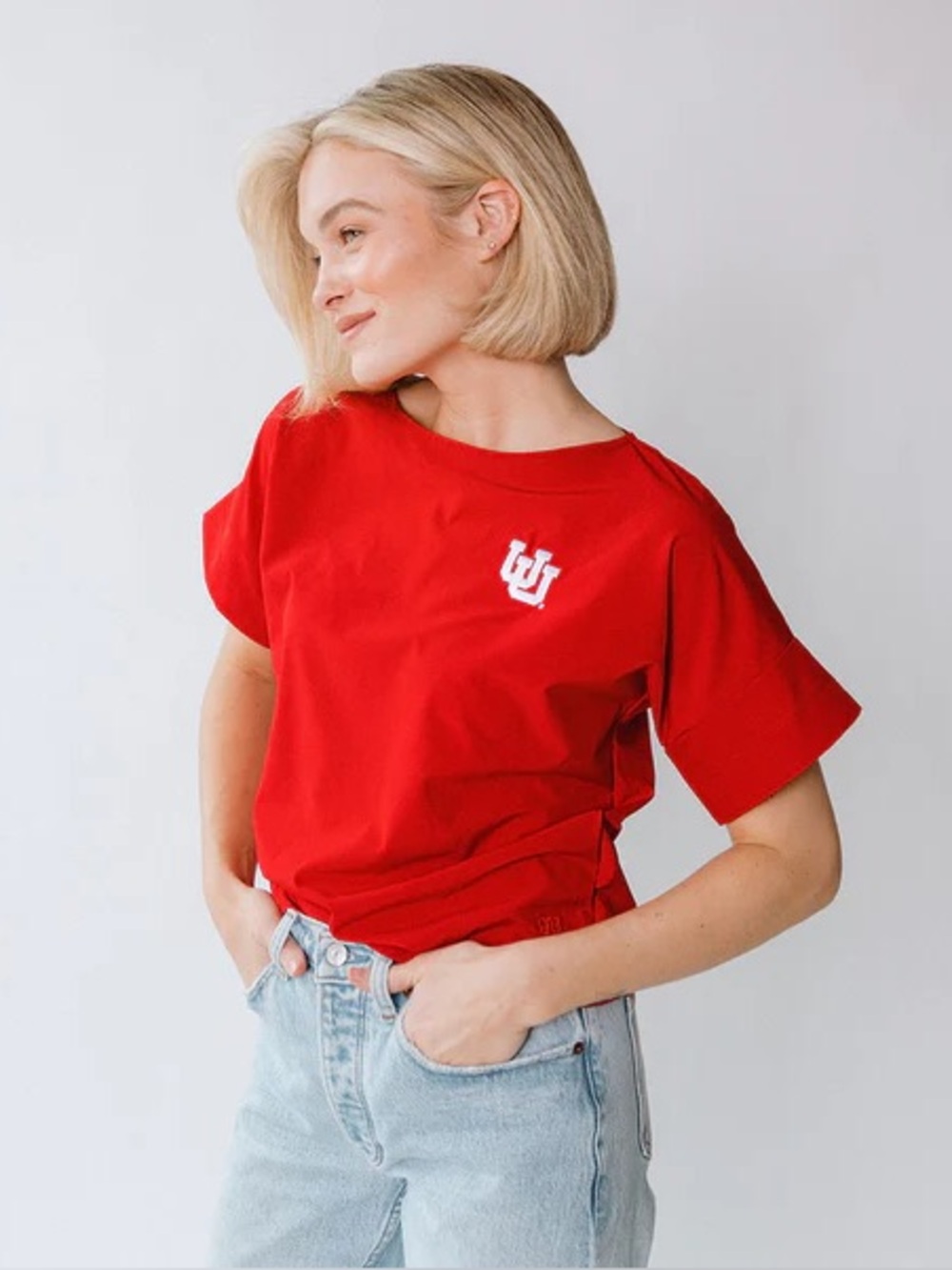 Albion Fit UTAH BOSS TEE, CRIMSON NWT Small University of Utah Crop - Picture 2 of 16